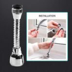 ✨ ৩৬০ ডিগ্রি সেভিং কিচেন ফসেট এক্সটেন্ডার অ্যারেটর স্প্রে স্প্রেয়ার স্টেইনলেস স্টিল রোটেট সিঙ্ক ট্যাপ স্প্ল্যাশ-প্রুফ হেড ওয়াটার - Image 4