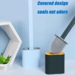 ✨ ফ্যাশনেবল হোয়াইট স্ট্রিপ স্ট্যান্ডিং টয়লেট ব্রাশ, ডিউরেবল সফট TPR প্লাস্টিক ক্লিনিং ব্রাশ হাউসহোল্ড ব্যবহারের জন্য