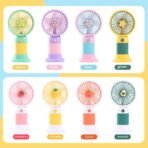 কার্টুন মিনি হ্যান্ডহেল্ড ফ্যান | ইউএসবি রিচার্জেবল | সাইলেন্ট পোর্টেবল ফ্যান - Image 4