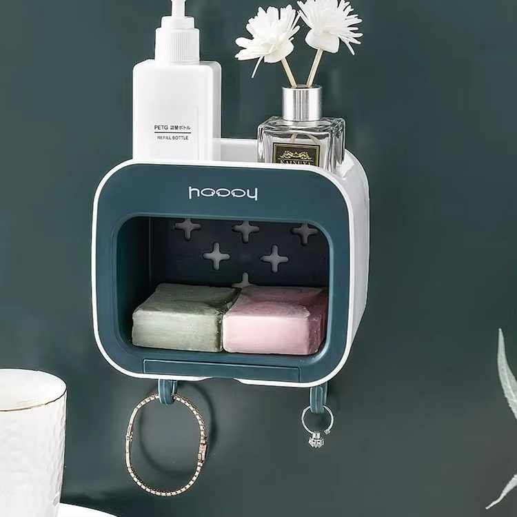 ✨ প্লাস্টিক বাথরুম শাওয়ার সাবান বক্স - ওয়াল মাউন্টেড হ্যাঙ্গিং স্টোরেজ