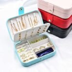 কাস্টম PU লেদার ব্ল্যাক জুয়েলারি বক্স অর্গানাইজার, ট্রাভেল পোর্টেবল ছোট জুয়েলারি রিং, ইয়ারিং, ওয়েডিং গিফট কেস  size 16*11*5.5cm