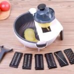 ✨ ৯ ইন ১ মাল্টিফাংশনাল ভেজিটেবল কাটার উইথ ড্রেন বাস্কেট, পোর্টেবল ম্যাজিক রোটেট ভেজিটেবল স্লাইসার, চপার, গ্রেটার - Image 6