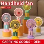 কার্টুন মিনি হ্যান্ডহেল্ড ফ্যান | ইউএসবি রিচার্জেবল | সাইলেন্ট পোর্টেবল ফ্যান - Image 6