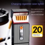 USB Rechargeable lighter Box Metal +20 Waterproof Cigarette Case Box Portable Storage
