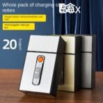 USB Rechargeable lighter Box Metal +20 Waterproof Cigarette Case Box Portable Storage - Image 2